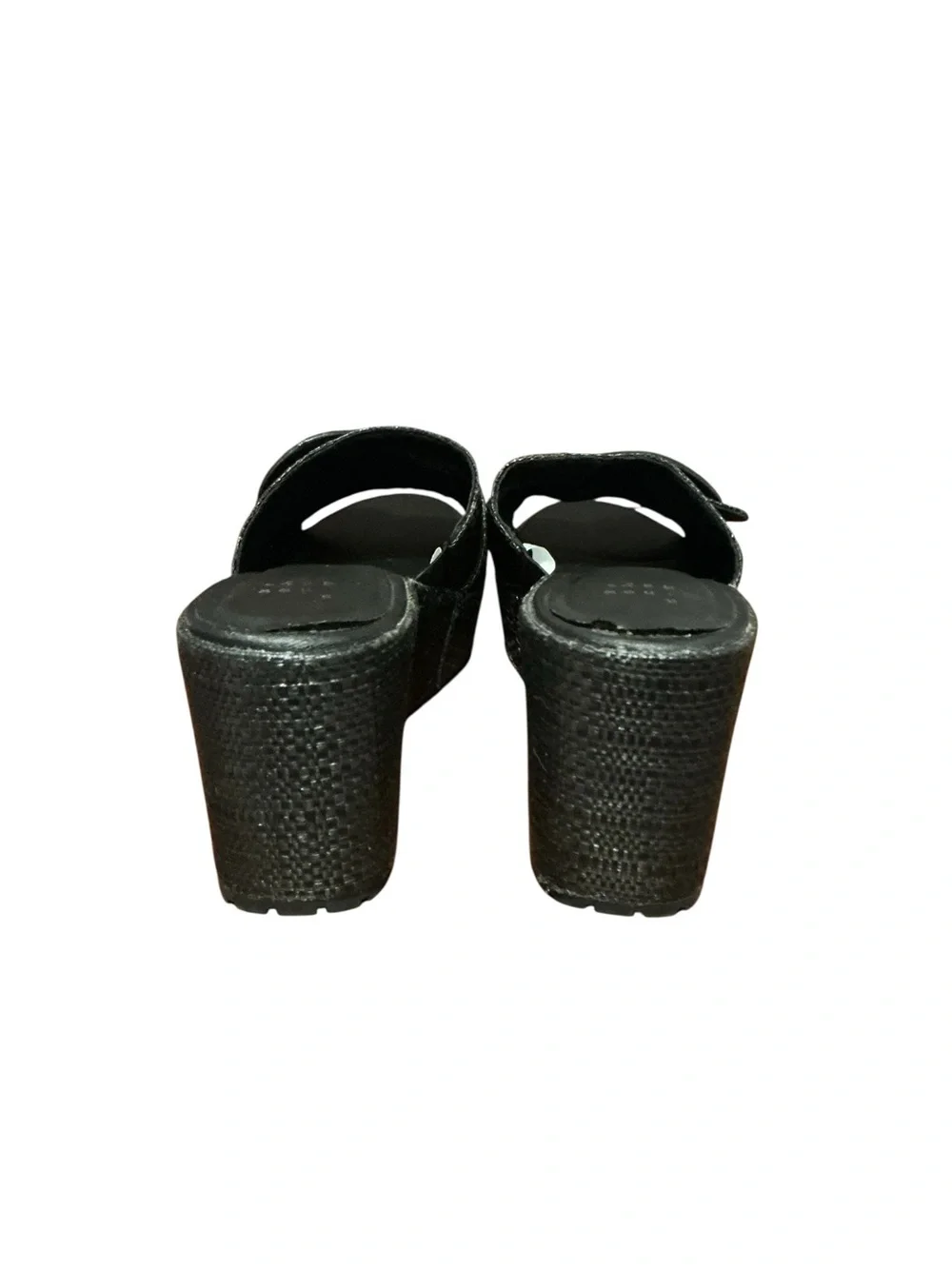 a new day Black Woven Platform Slide Sandals with Buckle